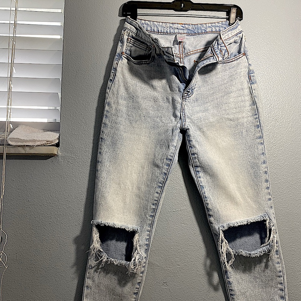 No Boundaries Light Blue Distressed Denim Boyfriend Jeans